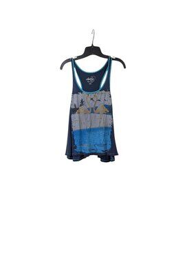 Mambo Australia Dark Blue Flamingo Beach Wear Palm Tree Racerback Tank Top Sz M